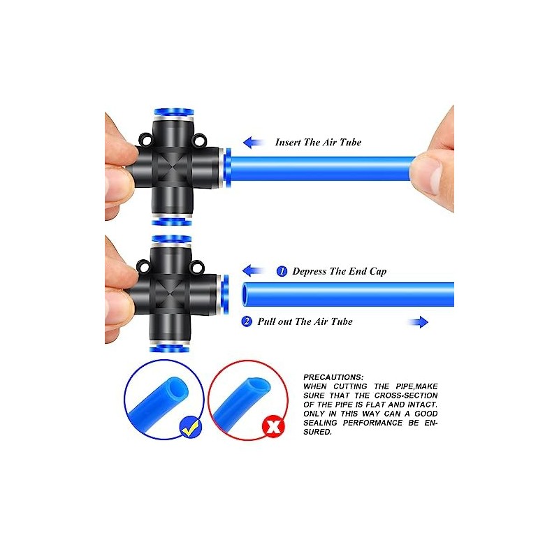 ERGAOBOY 5 Pcs Blue 6MM Tube OD 4 Way Quick