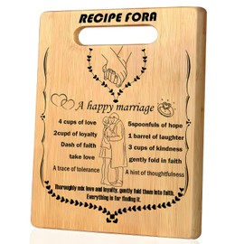 Couple's Wedding Gift,Husband's Birthday Gift to Wife,Fun Natural Bamboo Cutting Board,Unique Kitchen Gift,Suitable for Wedding Parties,Wedding Anniversary,Valentine's Day,Christmas （31x22cm） (C02)