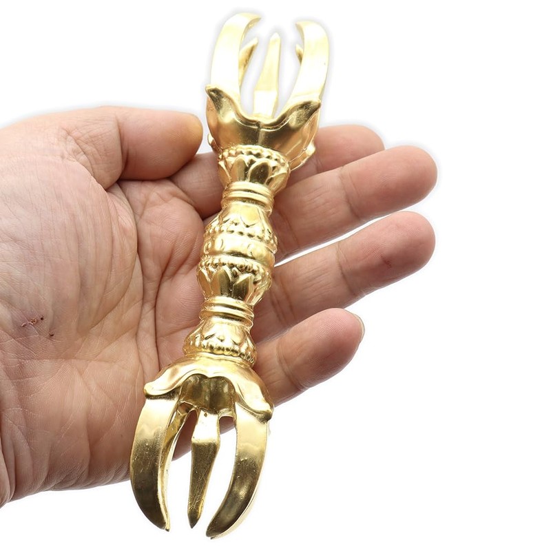栗田こだわり仏像 【法器】 五鈷杵 15cm 木彫仏具 桧木製金箔仕上げ 27897