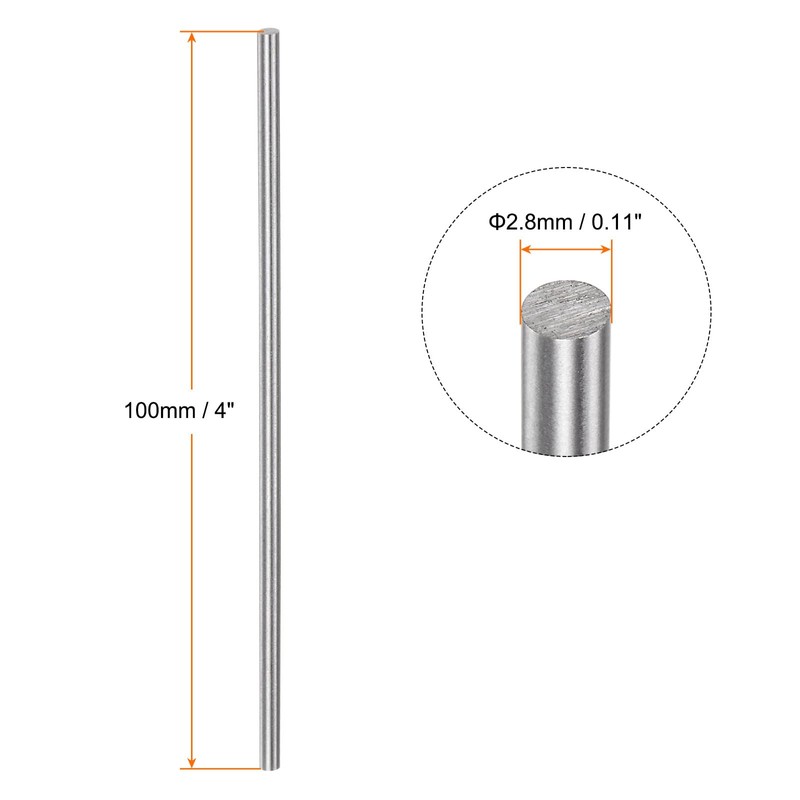 sourcing map 15pcs Round Rods 2.8mm x 100mm High Speed