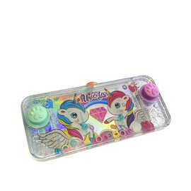 Mini Water Features, Water Features, Rings for Girls and Boys, Gift for Travel, Aguaplay Water Geme, Aqua Play, (Unicorn, 2 Buttons, Green-Purple)