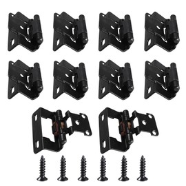 JAKOUE 10 Pack Black 1/2" Overlay Semi Partial Wrap Cabinet Hinges,Closing Matte Hinges2.24"*2.6"*0.06"(57 * 66 * 1.5mm),for Kitchen, Bathroom, Cabinets, Cupboard Doors