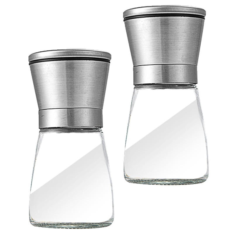 2 Pack Refillable Manual Salt and Pepper Grinder Set, 6oz