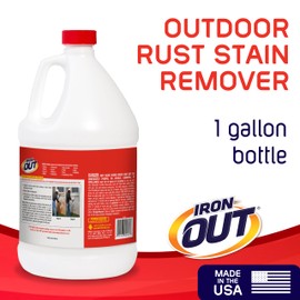 Iron OUT Liquid Rust Stain Remover, Pre-mixed, Quickly Removes Rust Stains from Concrete, Vinyl and Other Outdoor Surfaces, No Scrubbing, Safe to Use, Made in the USA, 1 Gallon