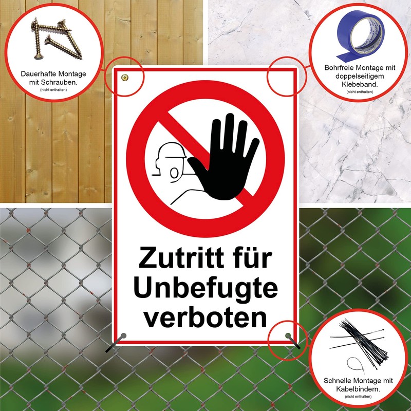 Strobo Zutritt für Unbefugte verboten Sign, 20 x 30 cm,