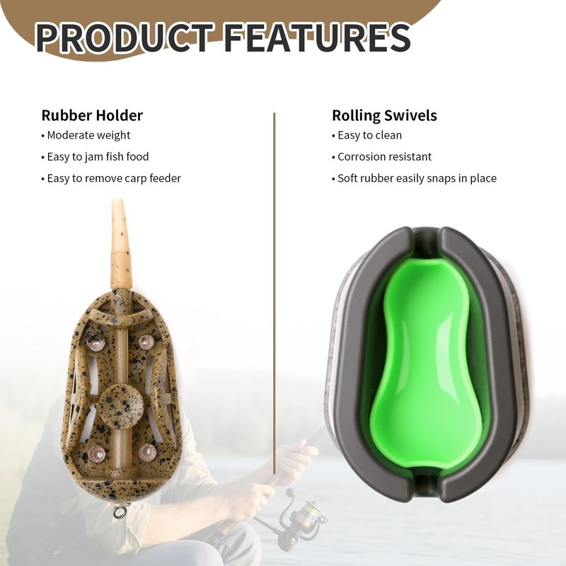 3-Pack Inline Method Fishing Feeders Set with Bait Mould, Quick