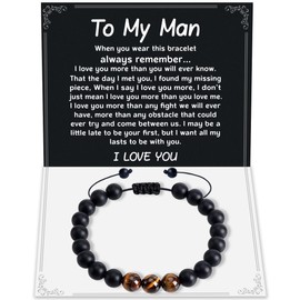 Gifts for Man from Wife Girlfriend, An-niversary Gifts for Him, I Love You Gifts for Him, Men Birthday Gifts for Boyfriend, Fathers Day Gift for Husband, To My Man Gift Natural Stone Bracelet