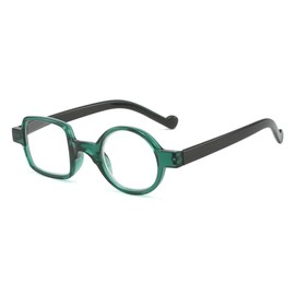 Classic Reading Glasses for Seniors - Stylish Black Frame with Round and Square Lenses, Unisex Readers for Men and Women (Green, 2, x)