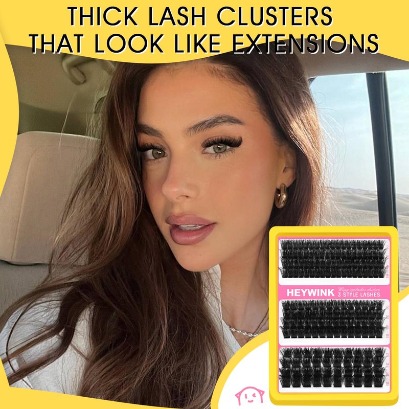 HEYWINK Lash Clusters Kit 60D 80D 100D Thick Cluster Eyelash