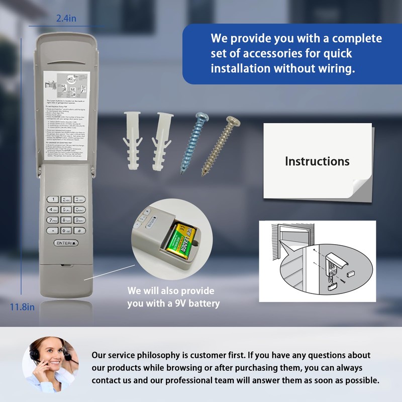 Universal Garage Door Opener Keypad for Liftmaster/Chamberlain/Craftsman/Genie/Linear/Wayne Garage Door Opener