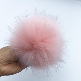 Sqzrpomddy Cute Keychain Pendant Faux Fur Large Fox Fur Pom Pom Keychain Bag Charm Fluffy Fur Ball, han pink