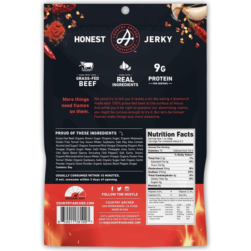 Country Archer Grass Fed Beef Jerky - Beef Jerky Snack