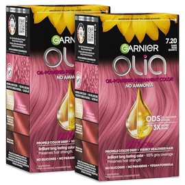 Garnier Olia Bold Ammonia Free Permanent Hair Color (Packaging May Vary), 7.20 Dark Rose Quartz, Rose Hair Dye, 2 Count