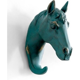 Horse Head Single-Wall Hook, Heavy-Duty Animal-Shaped Hook, Rustic Decorative Style, Practical and Eye-Catching - Color: Black