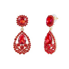 YINLI Classic Fashion Teardrop Chandelier Dangle Drop Earrings Statement Earrings for Women (Red)