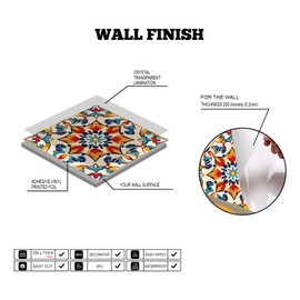 BSFHH Mandala Tile Wall Stickers - (6x6 Inch) Peel and Stick Waterproof Backsplash Decals for Kitchen, Bathroom, Removable Self-Adhesive Vinyl Art with Bohemian Patterns (Multi-color1-12, 6 x 6)