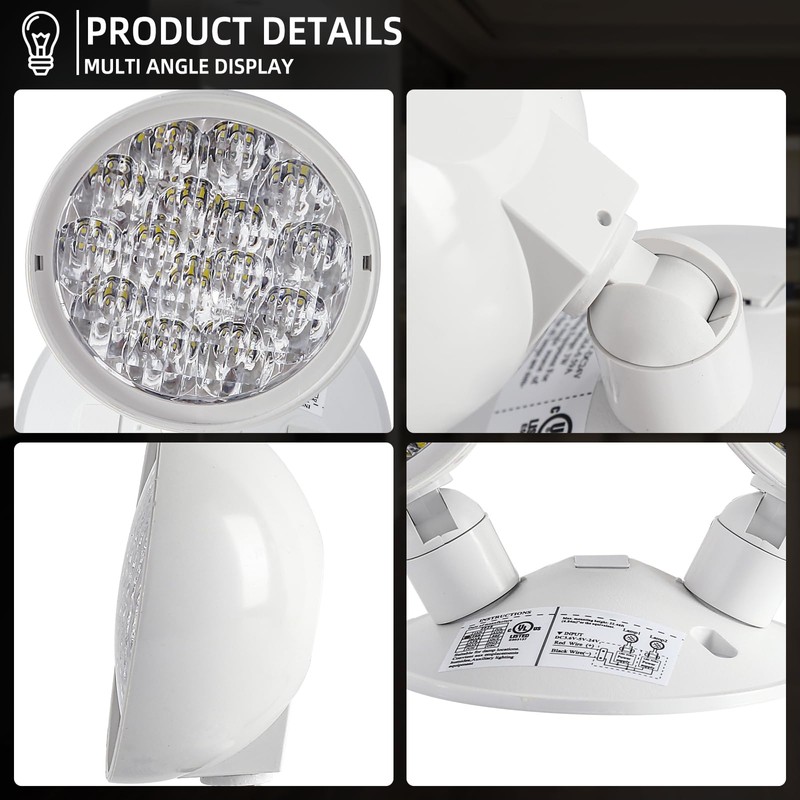 Enjvvs Emergency Remote Head Lighting, Double Head Emergency Light, Adjustable
