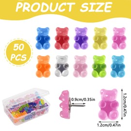 Maxqzin 50 Pcs Push Pins for Bulletin Board,Cute Push Pins with A Box Translucent Resin Cork Board Accessories for Home Office Bulletin Board Hanging Posters (8 Colors)