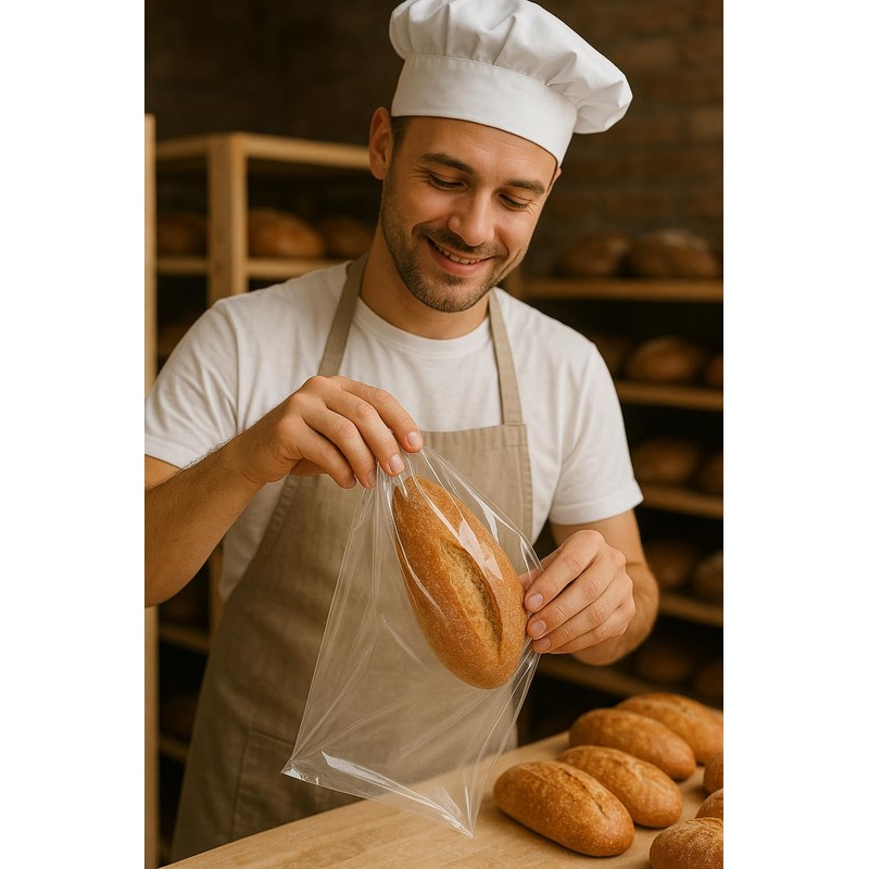 100 Count Bread Loaf Bags Food Storage Clear Poly Bags