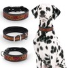 Michur Flora Leather Dog Collar Black Red Brown Leather with