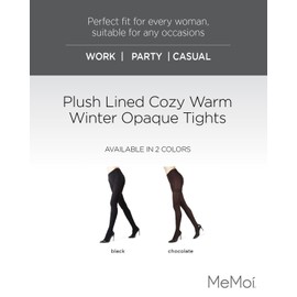 MeMoi Women's Plush Lined Cozy Warm Winter Opaque Tights Chocolate M-L
