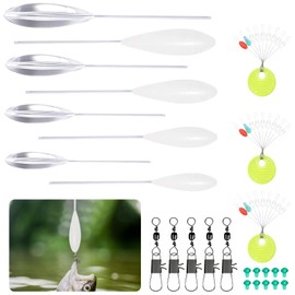 MSIHEY Angelset, 16-teilig, 4X Sinkend & 4X Schwimmend (8g, 10g, 15g, 20g), 5X Dreifachwirbel, Stopper in 3 Größen, Forellen-Set