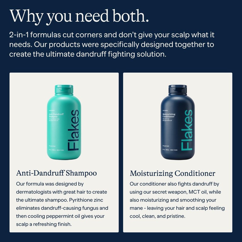 Flakes Anti Dandruff Shampoo and Conditioner Set | Dry, Flaky,