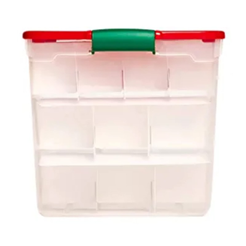HOMZ 4-Pack Holiday Tote, Clear Plastic Storage Bins w/ Lids