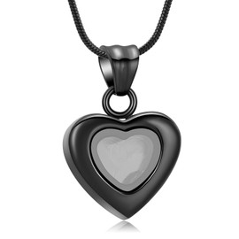 mingkejw Small Glass Heart Urn Necklace for Ashes Cremation Jewelry for Women Men Stainless Steel Memorial Necklaces Ash Holder for Human Pets Keepsake Jewelry for Loved Ones with Fill Tool