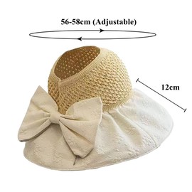 BUDUBIBI Sun Hat for Women, Wide Brim Roll-up Ponytail UV Protection Hat Packable Foldable Summer Beach Cap for Travel(56-58cm, Khaki)