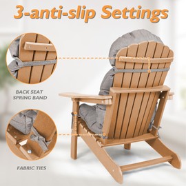 Mguio Adirondack Chair Cushion, Outdoor Rocking Chair Cushions Set of 4, Water Resistant Glider Rocker Chairs Replacement Cushions Set with Straps, 44''L x 19''W x 4''H