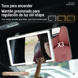 Espejo De Maquillaje,carro,con Luz Led,aumento De 3x,3 Modos