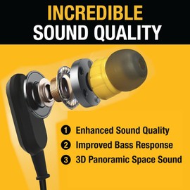 DEWALT Heavy Duty Neckband Bluetooth Earbuds, Wireless Bluetooth 5.2 Headphones w/Microphone, Lightweight Comfort, IP56 Waterproof, Deep Bass Strong Beat, 20H Playtime, Jobsite Behind-Neck Earphones