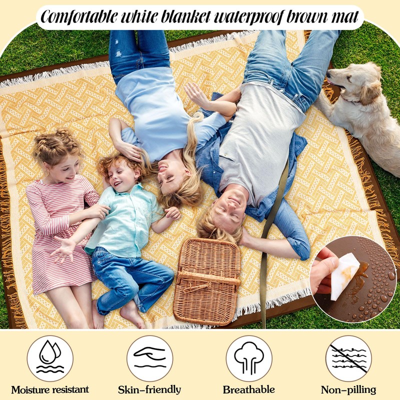 VitalCozy Waterproof Picnic Blankets Outdoor Blanket Foldable 2 in 1