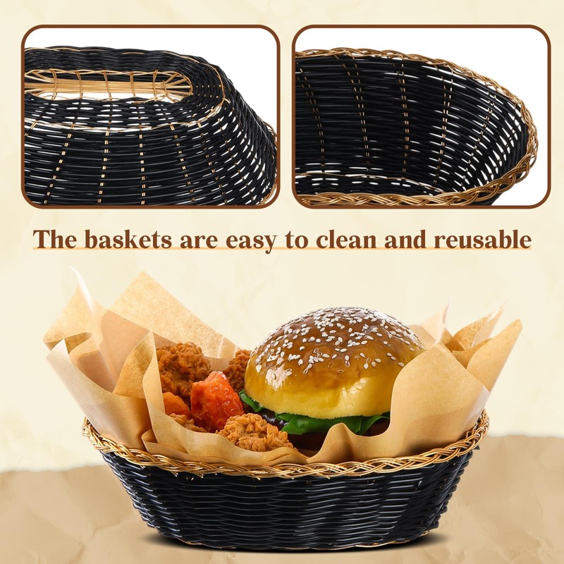 Yalikop 12 Pack Oval Poly Wicker Basket 9 x 6