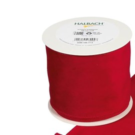 FloristryWarehouse Bright Red Christmas Velvet Fabric Ribbon 100mm (4") Wide on 8m roll Wired Edge