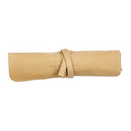 Clairefontaine Flying Spirit 930028C Lambskin Leather Round Pencil Case 26.7 x 20.5 cm Beige