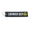Launch Key Nuclear Radiation Fallout Black Fabric Keyring Embroidered Woven