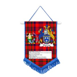 Murray Scottish Clan Scotland Car/Wall Pennant With Blue Border Great Souvenir