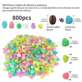 Luminous Stones Colourful Pack of 800 Decorative Stones Pebbles Garden Fluorescent Stones Garden Decoration Luminous Pebbles Colourful Decorative Stones Small for Garden Children's Room Aquarium