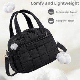 LEDAOU Insulated Lunch Box Women Reusable Lunch Bag Cord Lunch Tote Handbags Leakproof Thermal Cooler Lunch Case Large Capacity (B-Black-(Upgrade))