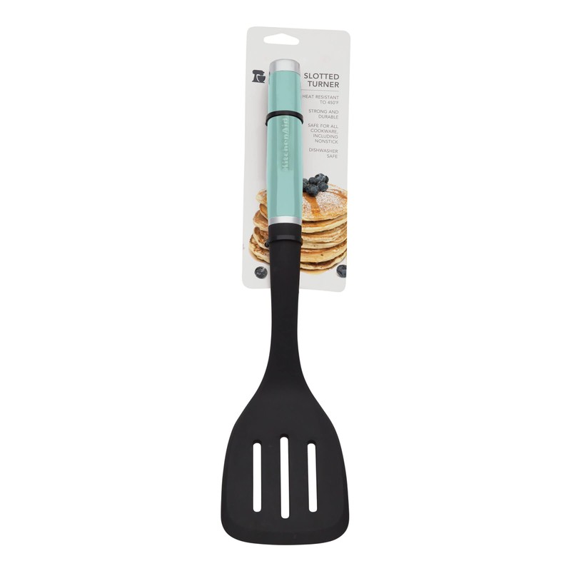 KitchenAid Classic Nylon Slotted Turner, 13.66-Inch, Aqua Sky