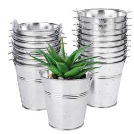 Biugaaufai 18 Pack 4" Metal Mini Metal Bucket, Elegant Galvanized Buckets with Handles, Tin Buckets, Small Metal Bucket, Mini Metal Pail for Party Favors, Crafts, Garden & Beach