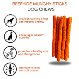 ME GUSTA PET Rawhide Munchy Sticks 5-Inch | Sticks Dog Chews | Chicken Flavor Dog Treats | Rawhide Beefhide Sticks | Munchy Chicken Stick | Dogs Rawhide Chews | Chicken Flavor (Pack of 50)
