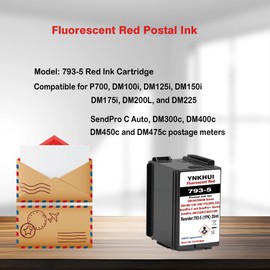 YNKHUI 2 Pack 793-5 Fluorescent Red Ink Cartridge Compatible Replacement for Pitney Bowes 793-5 Red Ink Cartridge for P700 DM100 DM100i DM125i DM150i DM175i DM200L DM225 Postage Meters