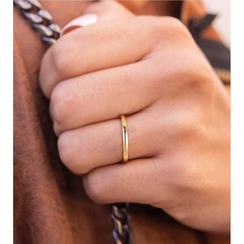 TIGRADE 2mm 4mm 6mm Gold Titanium Ring Dome High Polished