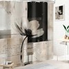 LIGHTINHOME Abstract Flower Shower Curtain 72x72 Black Tan Bathroom Decor