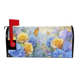 ALAZA Spring Hydrangeas Flowers Butterfly02 Magnetic Mailbox Cover MailWraps Garden Yard Home Decor for Outside Standard Size-18"x 20.8"