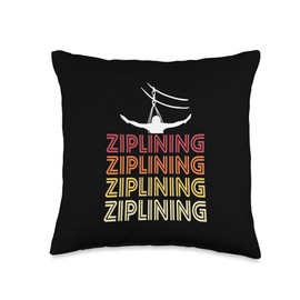 Zip Wire Gift Ideas For Zipline Lover Vintage Men Retro Zipline Throw Pillow, 16x16, Multicolor