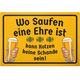 DankeDir! Saufen Ehre Kotzen Schande - Sign 30 x 20 cm - Birthday Gift Idea Party Decoration Funny Birthday Decoration - Hen Party Gift Alcohol Party Club Home Colleagues Friends